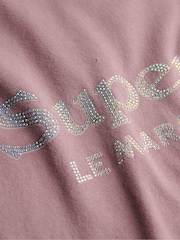 Superdry Purple Venue Metallic Relaxed 100% Cotton T-Shirt - Image 6 of 6