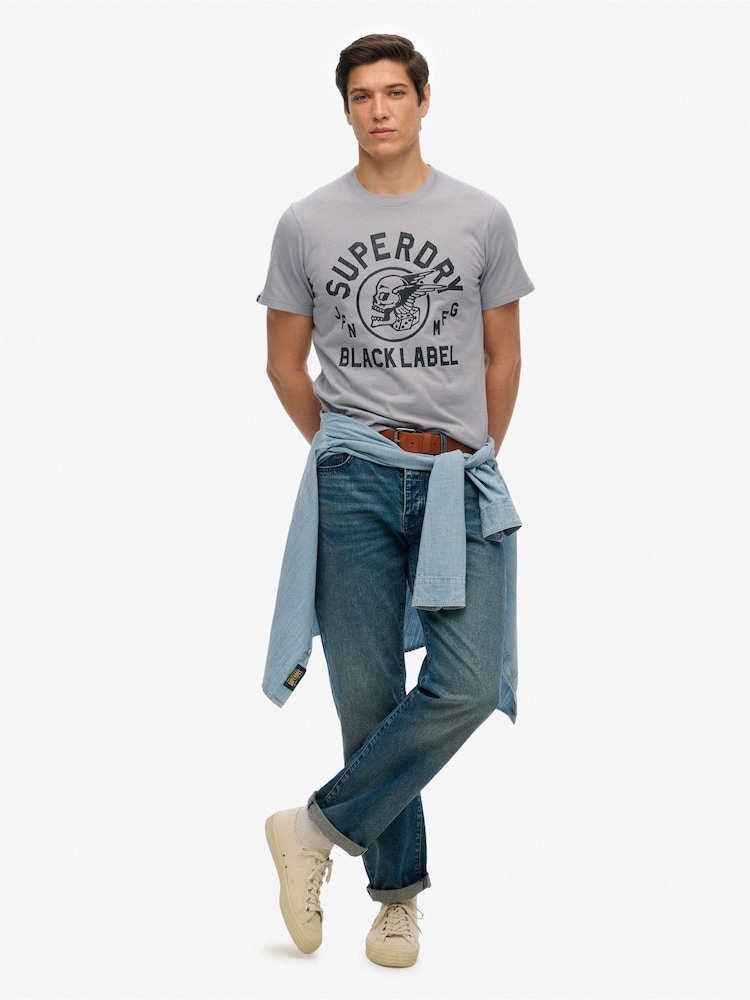 Superdry Grey 100% Cotton Label T-Shirt - Image 2 of 6
