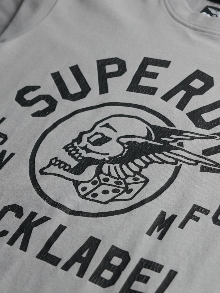 Superdry Grey 100% Cotton Label T-Shirt - Image 6 of 6