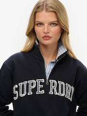 Superdry Blue Athletic Essentials 100% Cotton Half Zip Sweatshirt - Image 4 of 6
