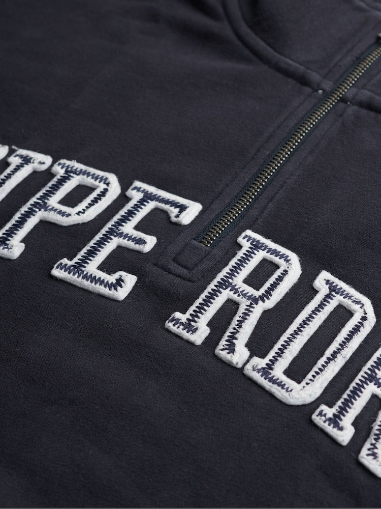 Superdry Blue Athletic Essentials 100% Cotton Half Zip Sweatshirt - Image 6 of 6