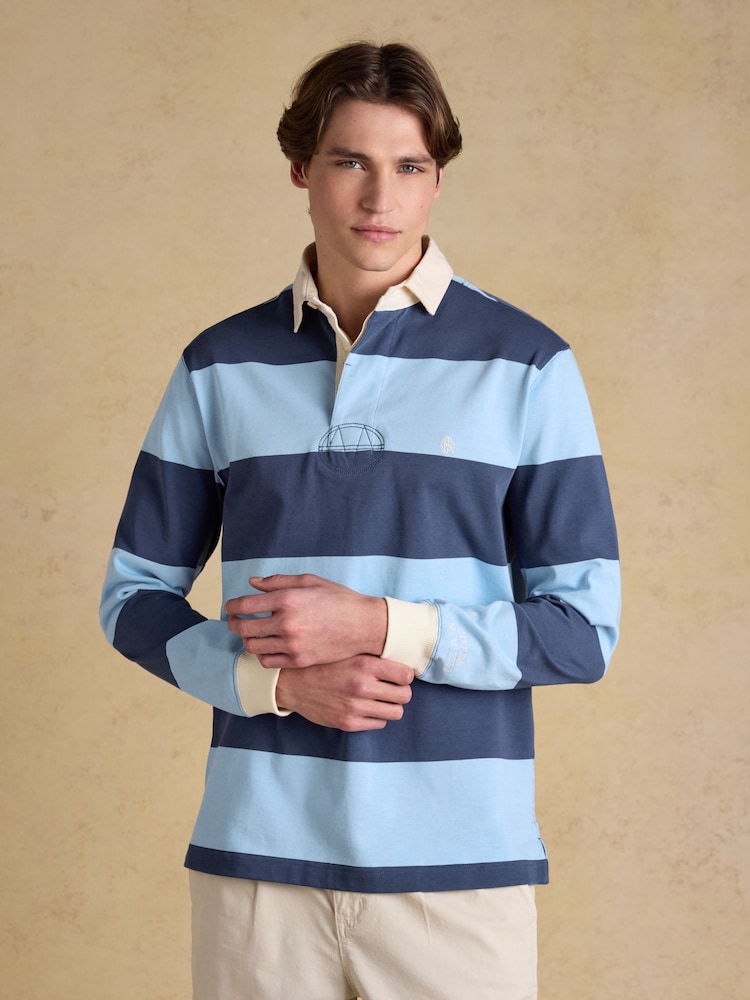 Joules Rugby Club Blue & Navy Stripe Long Sleeve Shirt - Image 1 of 9 Joules Rugby Club Blue & Navy Stripe Long Sleeve Shirt - Image 1 of 9