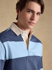 Joules Rugby Club Blue & Navy Stripe Long Sleeve Shirt - Image 6 of 9