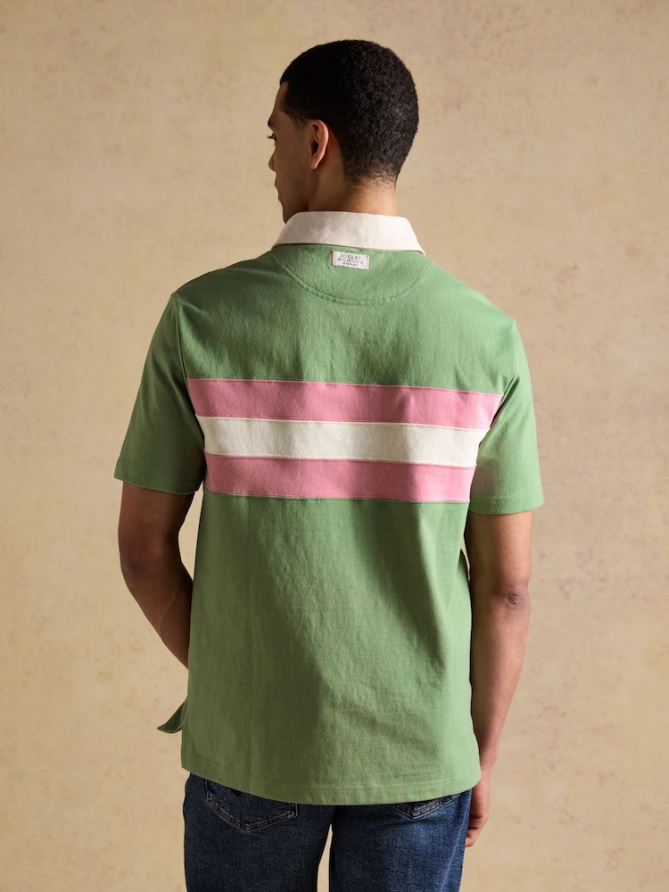 Joules Rugby Club Green & Pink Short Sleeve Polo Shirt - Image 2 of 8 Joules Rugby Club Green & Pink Short Sleeve Polo Shirt - Image 2 of 8