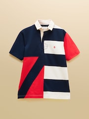 Joules Harlequin Rugby Club Red, Navy & White Short Sleeve Polo Shirt - Image 10 of 10
