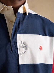 Joules Harlequin Rugby Club Red, Navy & White Short Sleeve Polo Shirt - Image 4 of 10