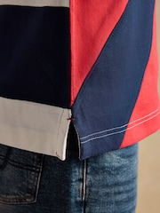 Joules Harlequin Rugby Club Red, Navy & White Short Sleeve Polo Shirt - Image 7 of 10