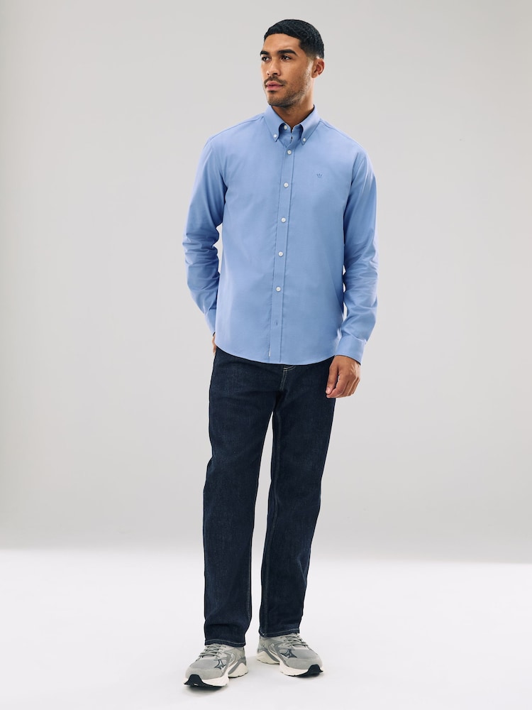 Blue Stretch Oxford Long Sleeve Shirt - Image 2 of 9 Blue Stretch Oxford Long Sleeve Shirt - Image 2 of 9