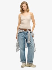Superdry Cream Essential Lace Trim 100% Cotton Cami Top - Image 2 of 6