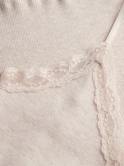 Superdry Cream Essential Lace Trim 100% Cotton Cami Top - Image 6 of 6