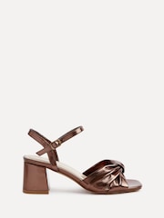 Linzi Metallic Charlotte Block Heeled Sandals With Bow Front Detail - Image 3 of 6