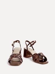 Linzi Metallic Charlotte Block Heeled Sandals With Bow Front Detail - Image 5 of 6