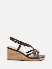 Linzi Brown Safiya Strappy Wedges Sandals With Wrap Around Ankle Strap - Image 3 of 6