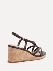 Linzi Brown Safiya Strappy Wedges Sandals With Wrap Around Ankle Strap - Image 4 of 6
