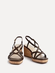 Linzi Brown Safiya Strappy Wedges Sandals With Wrap Around Ankle Strap - Image 5 of 6