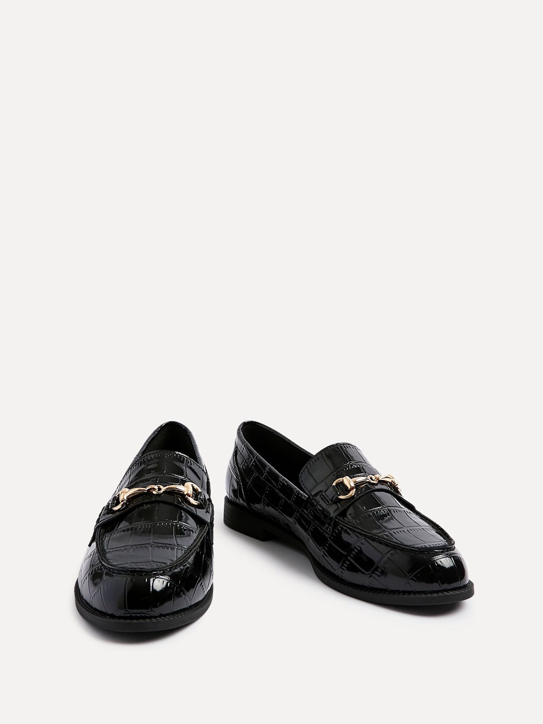 Buy Linzi Black Maison Croc Effect Loafers With Buckle Detail from