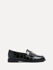 Preto - Linzi Maison Croc Effect Loafers With Buckle Detail - Imagem 3 de 6