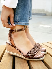 Linzi Metallic Regan Plaited Cork Wedges - Image 1 of 5