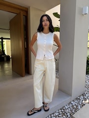 Never Fully Dressed Cream Barell Leg Studded Detail Jeans - Image 2 of 4