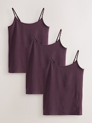 بني - Thin Strap Vests 3 Pack - صورة 1 من 11