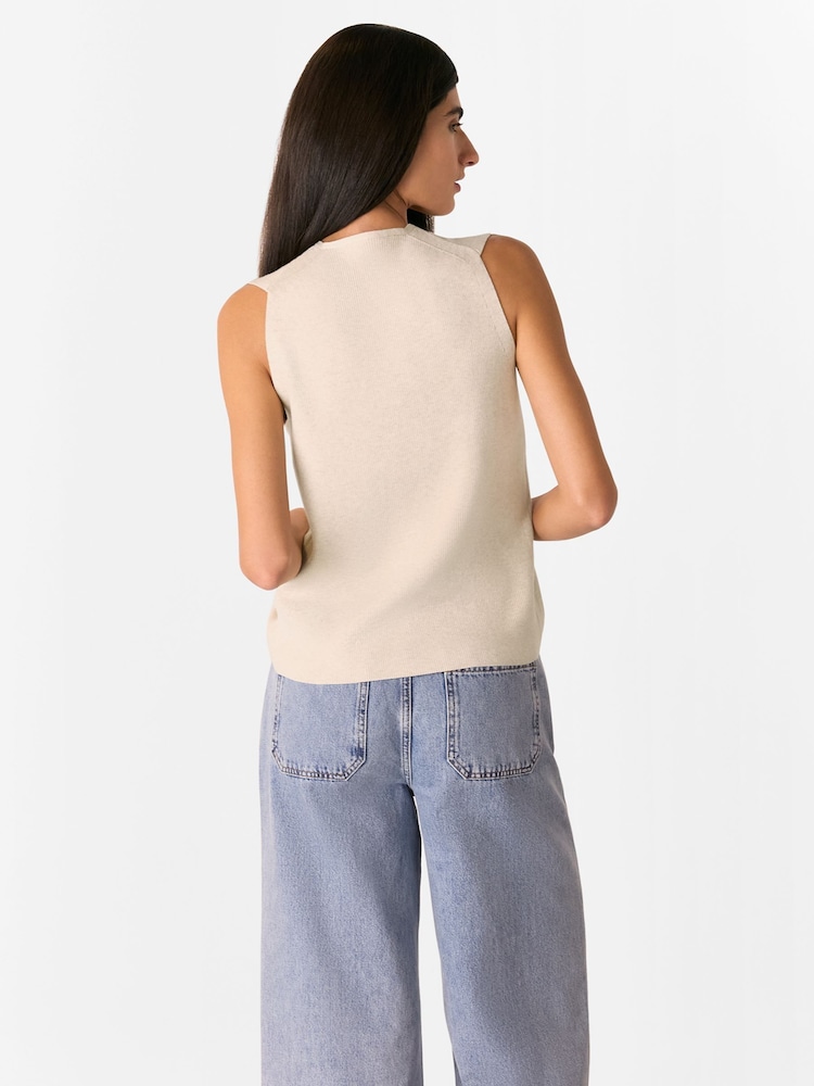 Whistles Cream Tie Front Detail Tank - Image 2 of 5