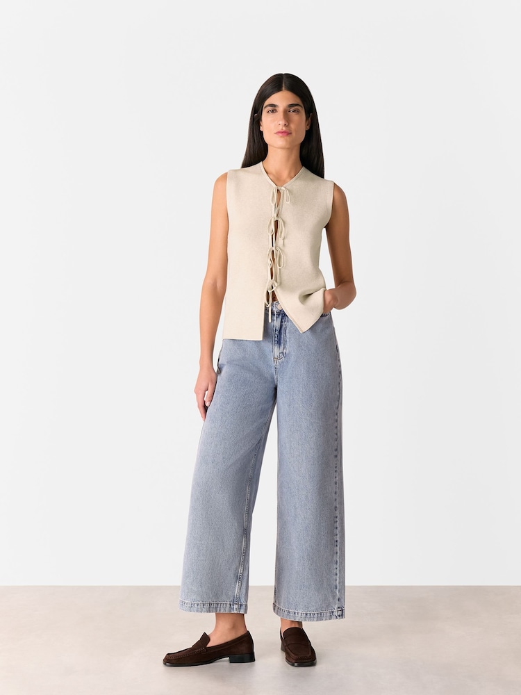 Whistles Cream Tie Front Detail Tank - Image 3 of 5