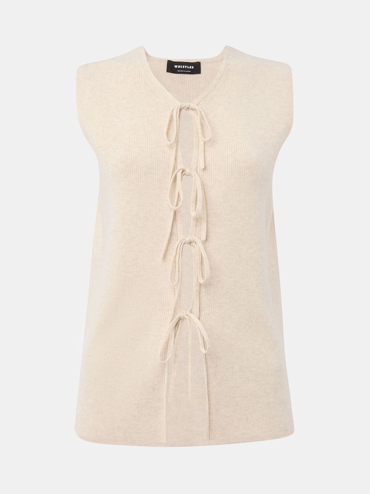Whistles Cream Tie Front Detail Tank - Image 5 of 5