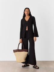 Whistles Black Tie Front Beach Trousers - Image 1 of 5