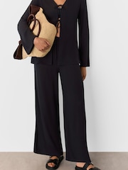 Whistles Black Tie Front Beach Trousers - Image 3 of 5