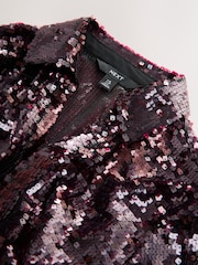 Burgundy Red Sequin Long Sleeve Shirt - Image 6 of 7