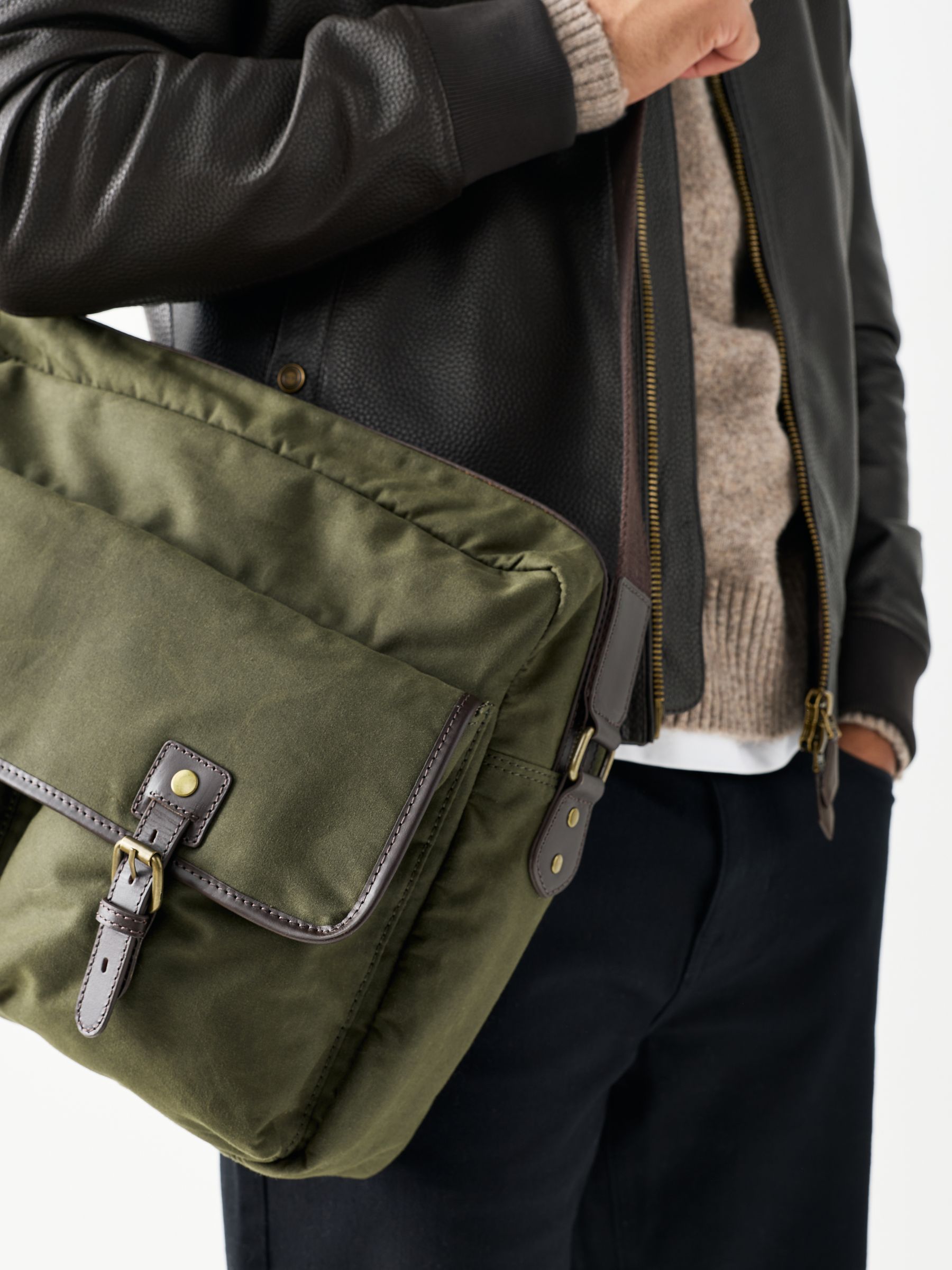Buy Khaki Green Wax Cotton Messenger Bag from the Next UK online shop
