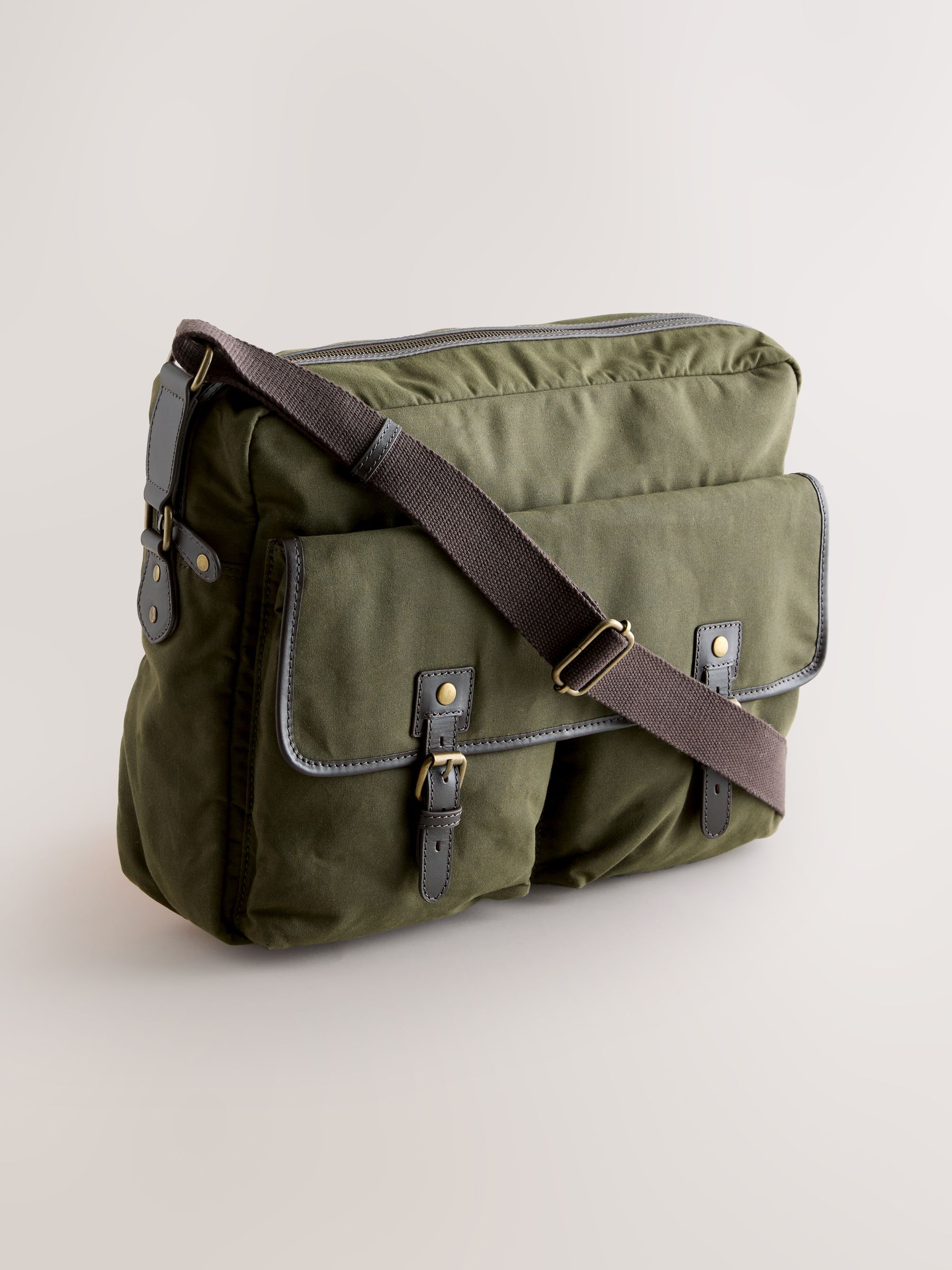 Buy Khaki Green Wax Cotton Messenger Bag from Next China