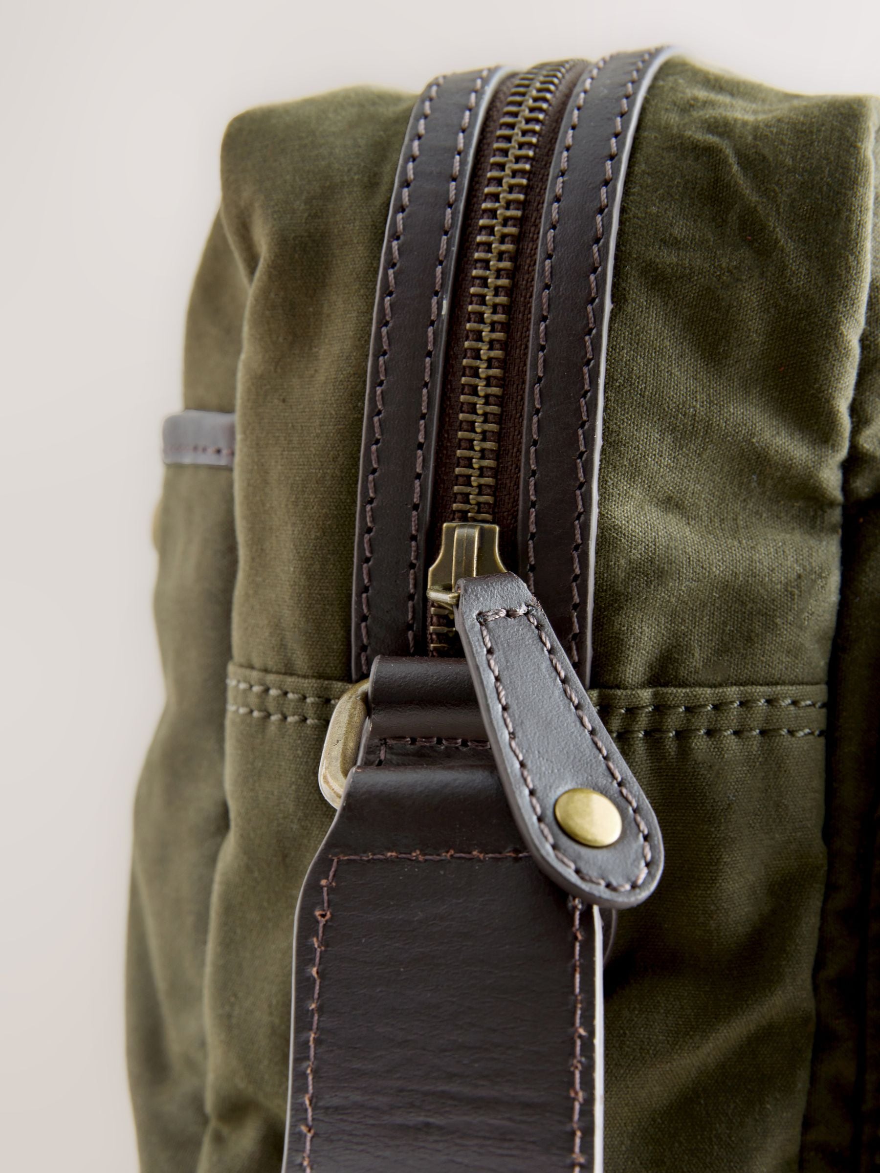 Buy Khaki Green Wax Cotton Messenger Bag from Next Bosnia and
