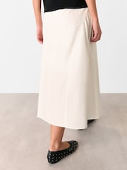 Whistles White 100% Cotton Waisted Midi Skirt - Image 2 of 5