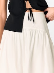 Whistles White 100% Cotton Waisted Midi Skirt - Image 4 of 5