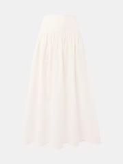 Whistles White 100% Cotton Waisted Midi Skirt - Image 5 of 5