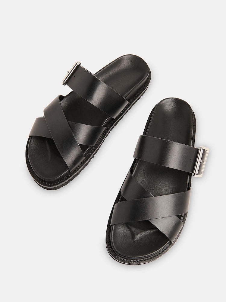 Whistles Black Celestine Buckle Detail Sliders - Image 2 of 4