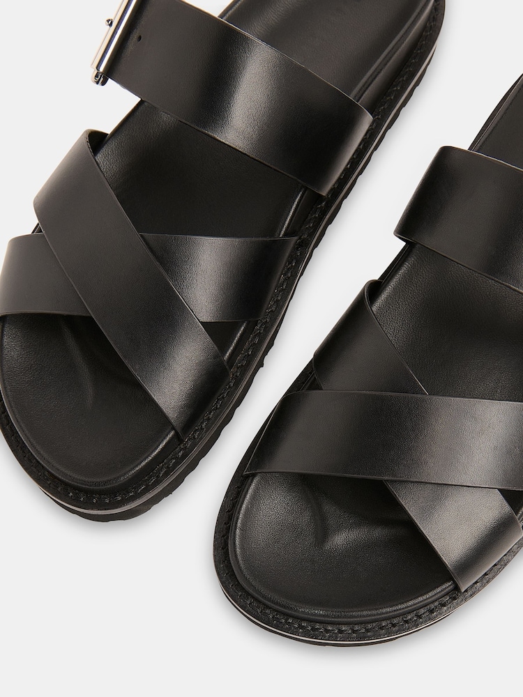 Whistles Black Celestine Buckle Detail Sliders - Image 3 of 4