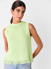 Whistles Green Fringe Detail Knitted Tank - Image 1 of 5