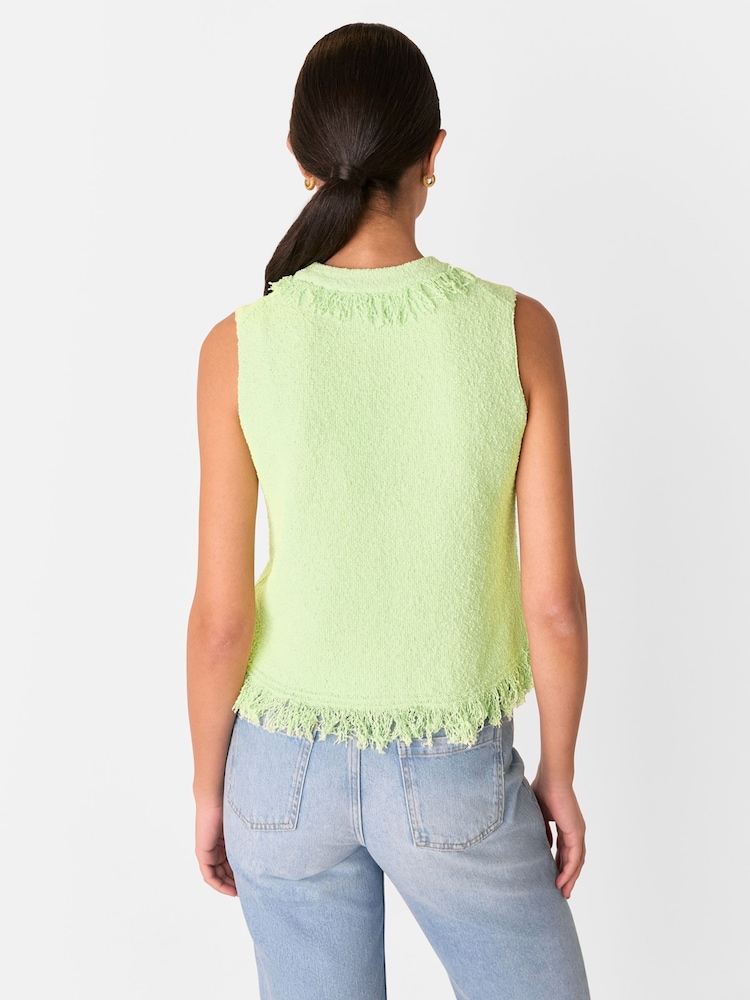 Whistles Green Fringe Detail Knitted Tank - Image 2 of 5