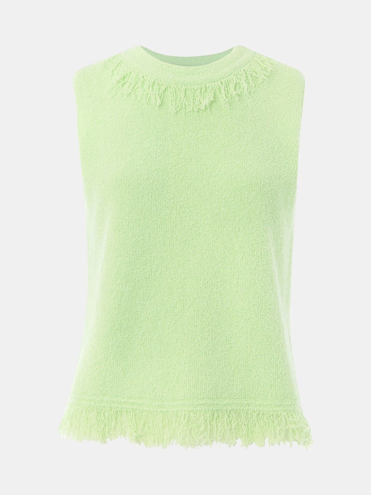 Whistles Green Fringe Detail Knitted Tank - Image 5 of 5