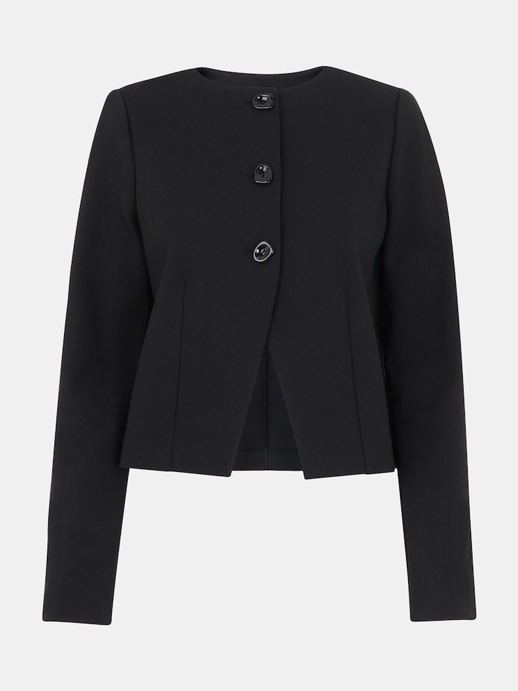 Whistles Black Petite Anne Ponte Button Jacket - Image 5 of 5