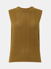 Whistles Green Pointelle 100% Cotton Knitted Tank - Image 5 of 5