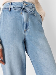 Whistles Blue 100% Cotton Tie Waist Barrel Leg Jeans - Image 4 of 5
