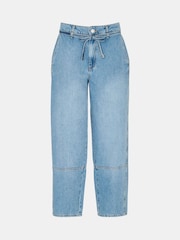 Whistles Blue 100% Cotton Tie Waist Barrel Leg Jeans - Image 5 of 5