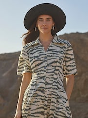 Whistles White Feathered Tiger Midi Dress - Image 1 of 6