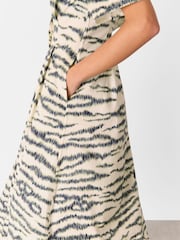 Whistles White Feathered Tiger Midi Dress - Image 4 of 6