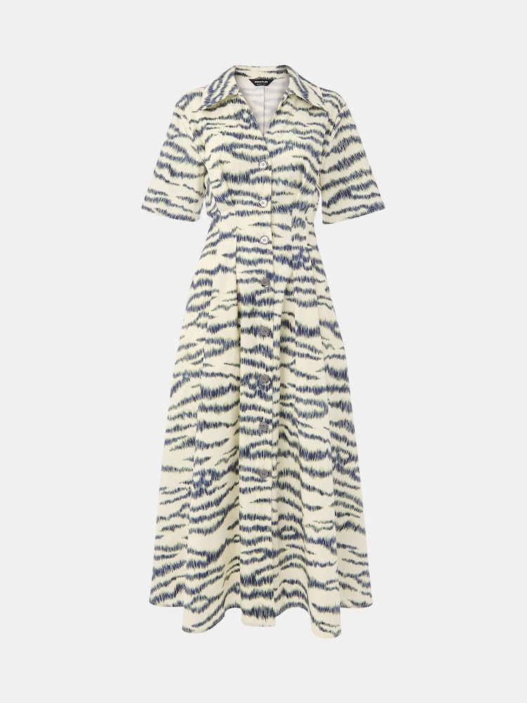 Whistles White Feathered Tiger Midi Dress - Image 6 of 6