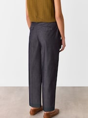 Whistles Blue Barrel Leg 100% Cotton Trousers - Image 2 of 5