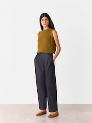 Whistles Blue Barrel Leg 100% Cotton Trousers - Image 3 of 5